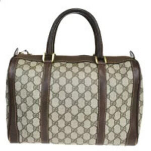 Gucci Handbag Boston GG Brown Canvas Leather